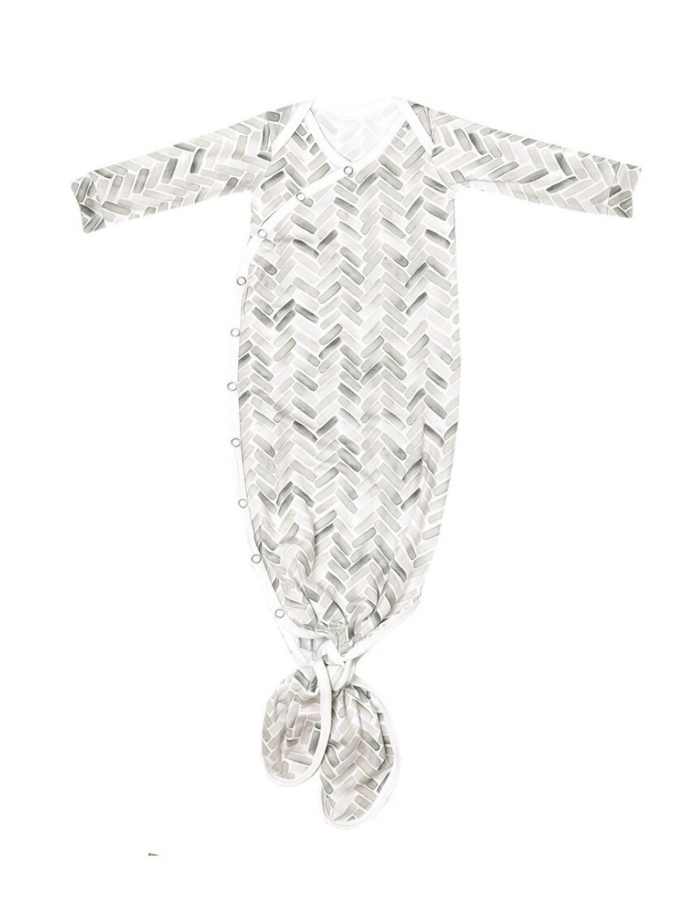 Copper Pearl Newborn Knotted Gown - Herringbone Gray Alta Print